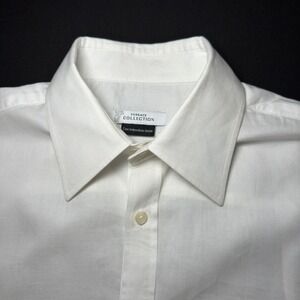 Versace Collection Shirt Mens 16 White Open Weave Cotton Sheer Italy Resort Airy